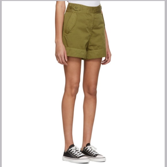 Rag & Bone Shorts Mandy Cotton Khaki Shorts High Rise Rolled Cuffs Military - Picture 4 of 10